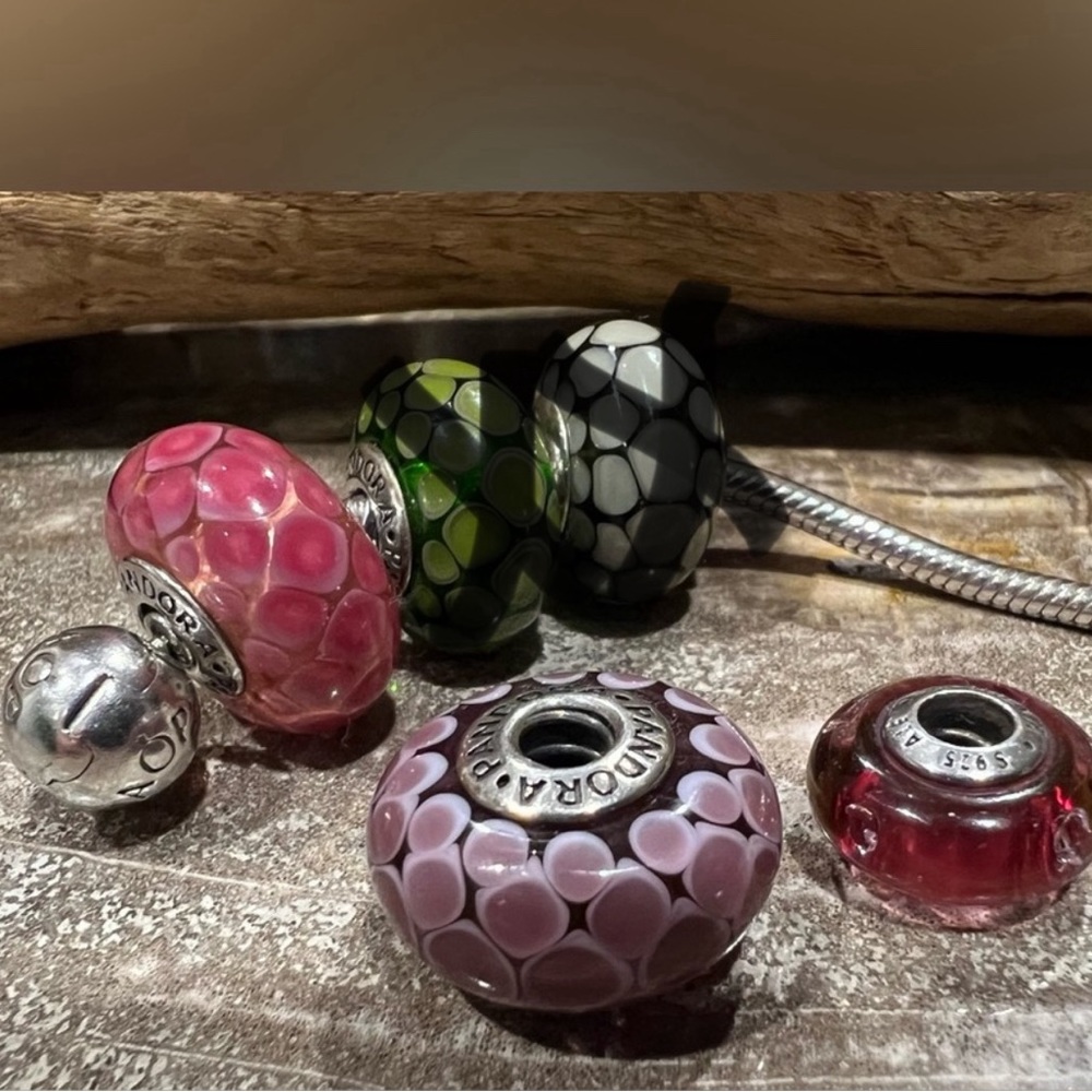 2 left HTF- Authentic Pandora Purple Exotic Murano XL Sterling Silver -790901
